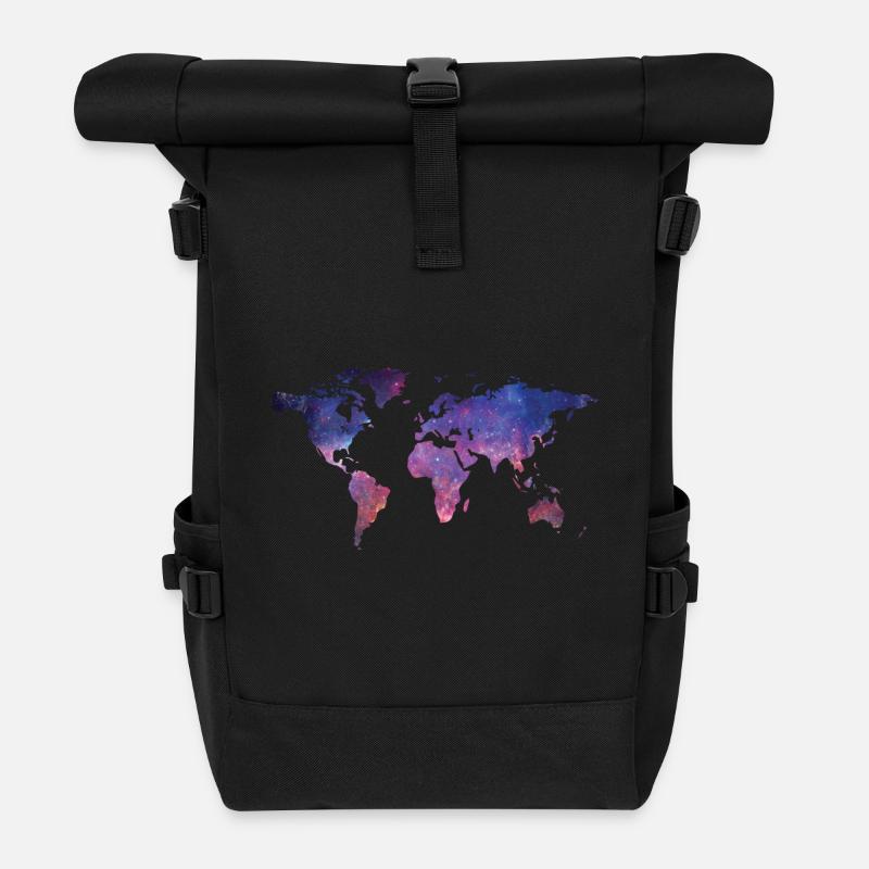 Monde cadeau continents carte - Sac à dos roll top - noir