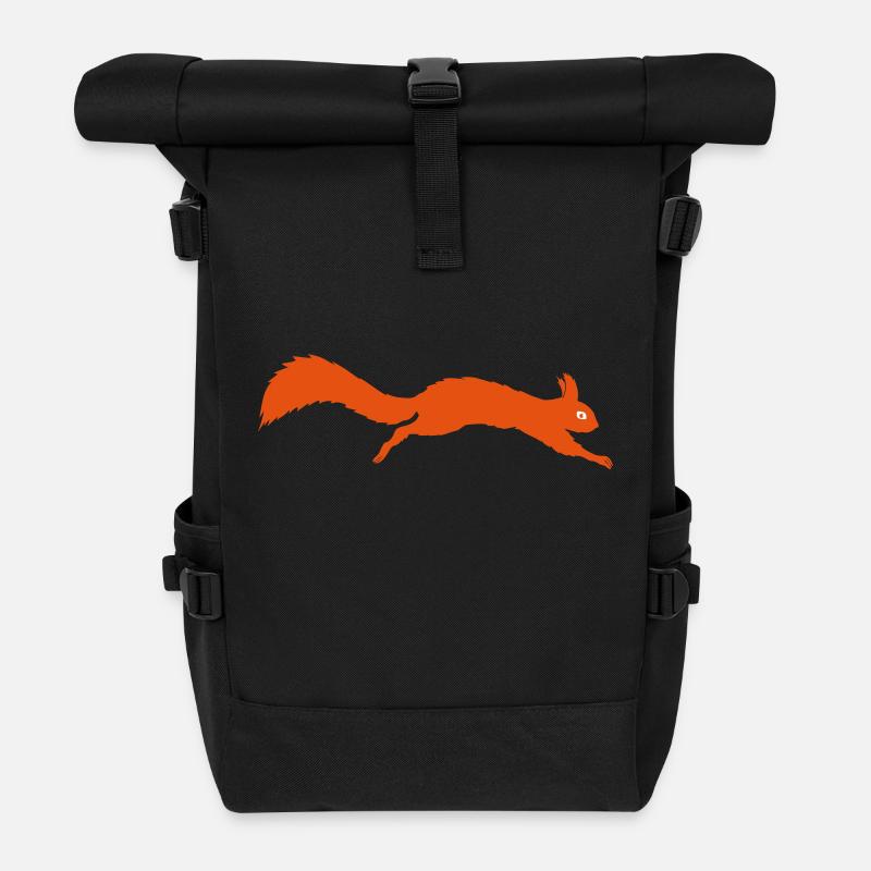 Eichhörnchen springt - Rolltop Rucksack - Schwarz