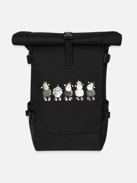 Funny Sheep - Schaf - Schafe - Rolltop Rucksack - Schwarz