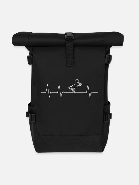 Battements cardiaques pour chevaux (blanc) - Sac à dos roll top - noir