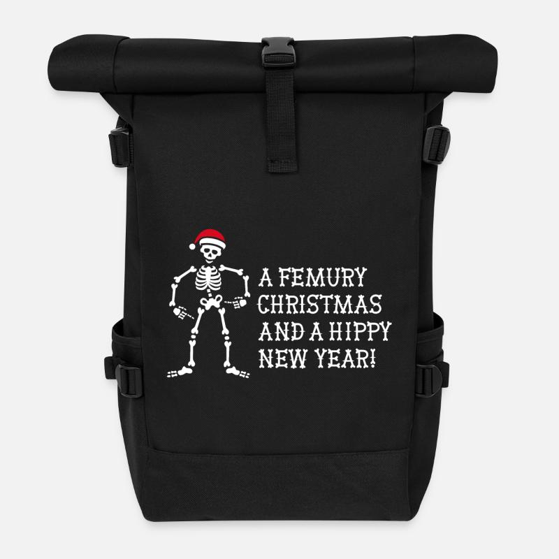 Christmas radiology physiotherapist x-ray - Roll Top Backpack - black