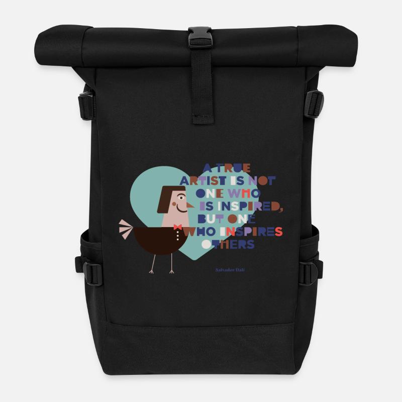 Vogel der Inspiration Kunstmotiv - Rolltop Rucksack - Schwarz