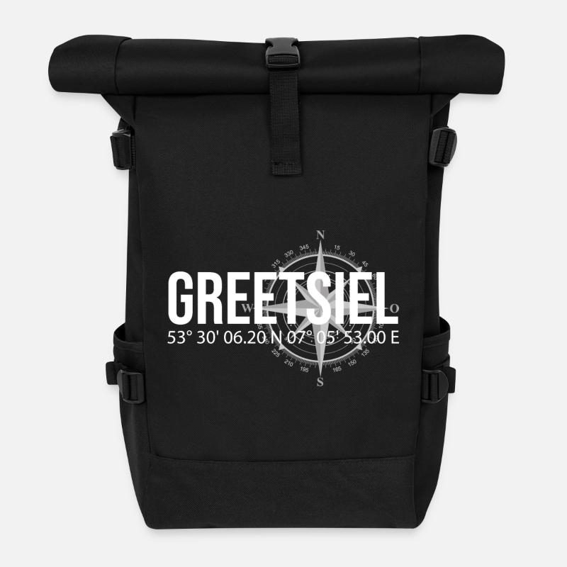Koordinaten Greetsiel - Rolltop Rucksack - Schwarz