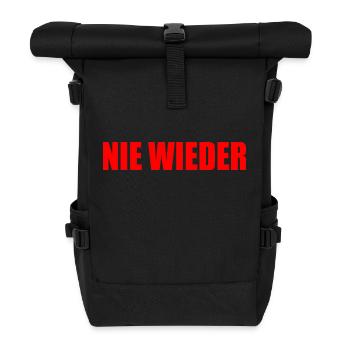 Nie wieder - Rolltop Rucksack - Schwarz - Vorne