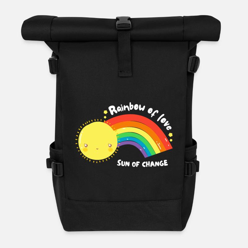 Lgbt rainbow of love - Roll Top Backpack - black