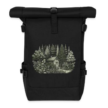 Vivre près de la nature avec une petite maison en forêt - Sac à dos roll top - noir - Devant