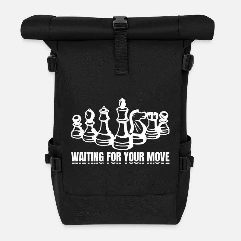 Warte auf Deinen Zug - Rolltop Rucksack - Schwarz