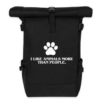 J’aime les animaux plus que les gens - Sac à dos roll top - noir - Devant