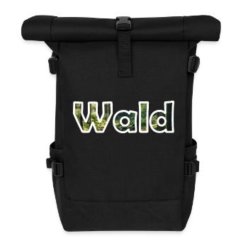 Wald Schriftzug - Rolltop Rucksack - Schwarz - Vorne