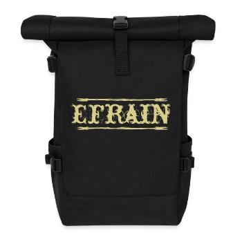 Efrain goldener Text Name Namensschild - Rolltop Rucksack - Schwarz - Vorne