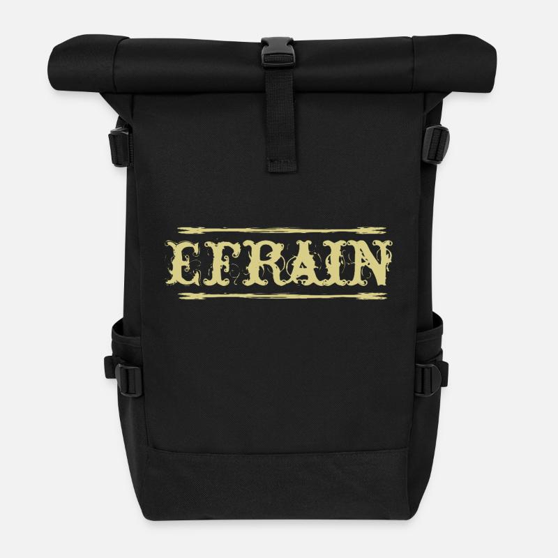 Efrain Golden Text Nom Badge - Sac à dos roll top - noir