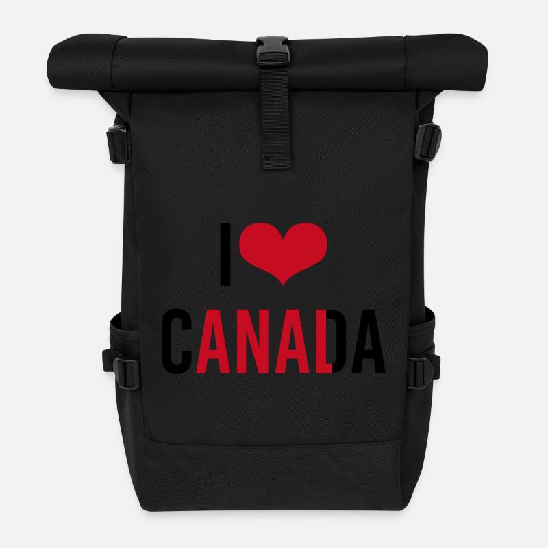 I love Canada - Roll Top Backpack - black
