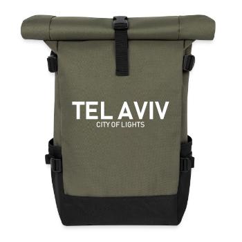 Tel Aviv - City of Lights - Israel - Roll Top Backpack - olive/black - Front