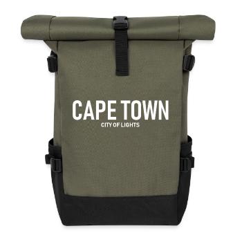 Cape Town City of Lights- South Africa - Kapstadt - Roll Top Backpack - olive/black - Front