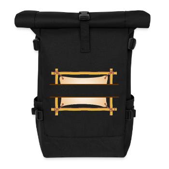 Bamboo Frame – Oriental Style with Your Text - Roll Top Backpack - black - Front
