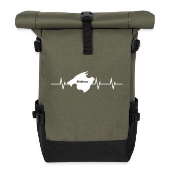 Heartbeat of Mallorca - We love the island - Rolltop Rucksack - Olive/Schwarz - Vorne