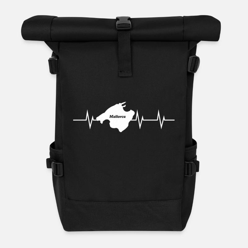 Battement de cœur de Majorque - Nous aimons l’île - Sac à dos roll top - noir