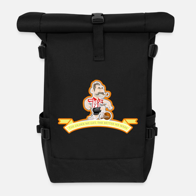 Oldtimer Fußballer Nostalgie - Rolltop Rucksack - Schwarz