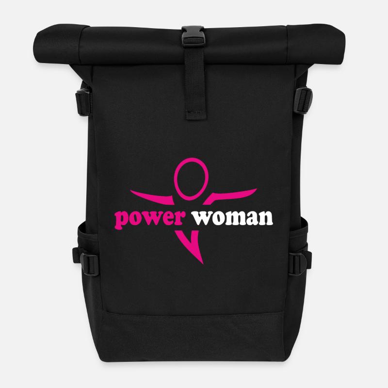 power_woman_001 - Roll Top Backpack - black