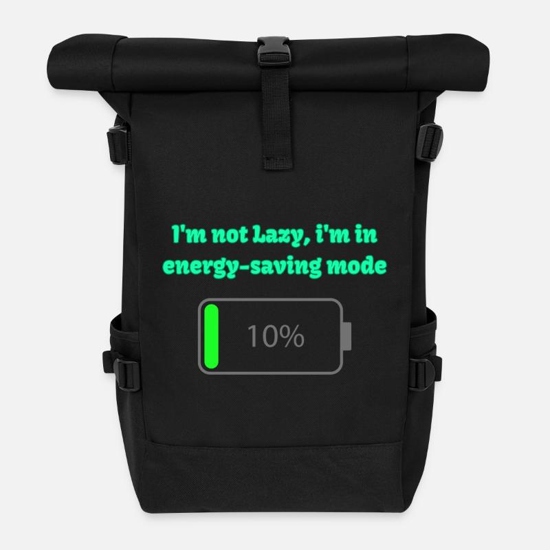 Energy saving mode: not lazy - Roll Top Backpack - black