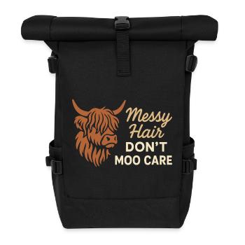 Highland Cow Rustic Animal Cute - Roll Top Backpack - black - Front
