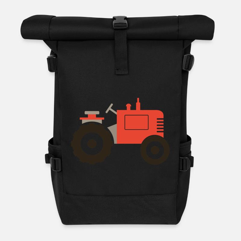 Vintage-Traktor - Rolltop Rucksack - Schwarz