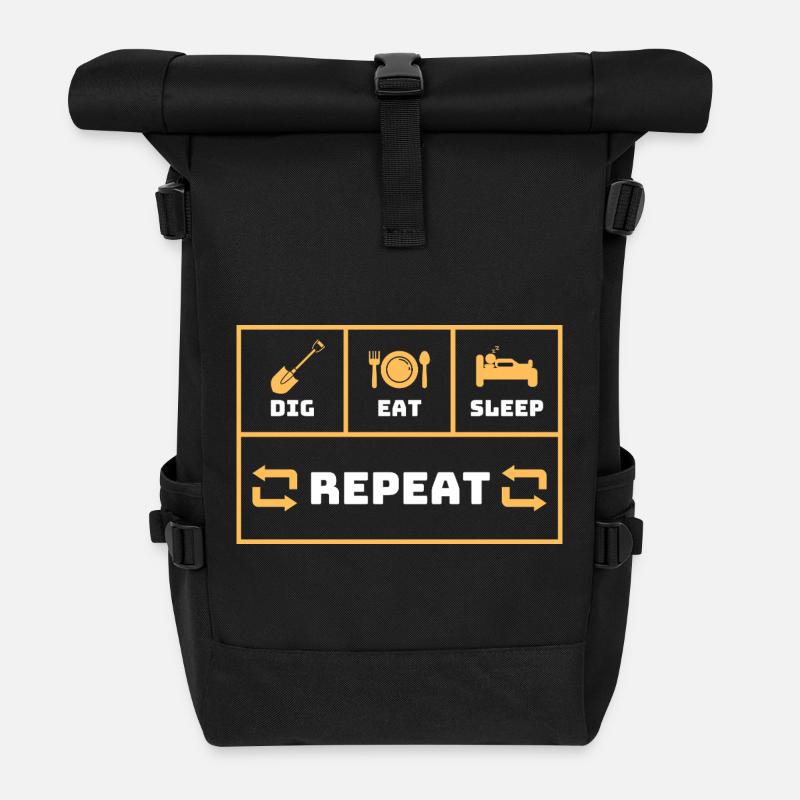 Schatzsuche Sondeln T-Shirt - Rolltop Rucksack - Schwarz