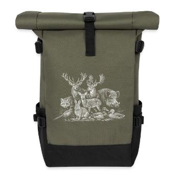 Silhouette des habitants de la forêt - Sac à dos roll top - olive/noir - Devant
