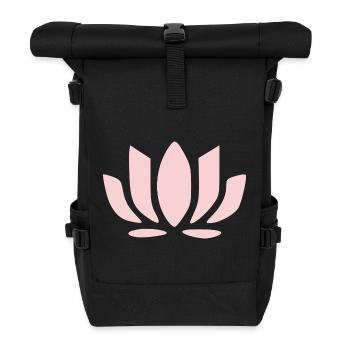 Lotus Flower Lotus Flowers Pastel Flower Blossom Yoga - Roll Top Backpack - black - Front