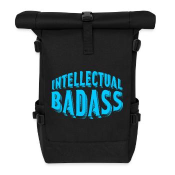 Intellectual Badass Blue Retro Typography Art - Roll Top Backpack - black - Front