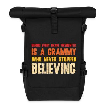 Hinter jedem mutigen Feuerwehrmann steht ein Grammy - Rolltop Rucksack - Schwarz - Vorne