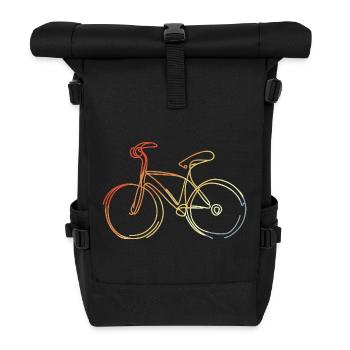 Cycling Drawing Retro Style - Roll Top Backpack - black - Front