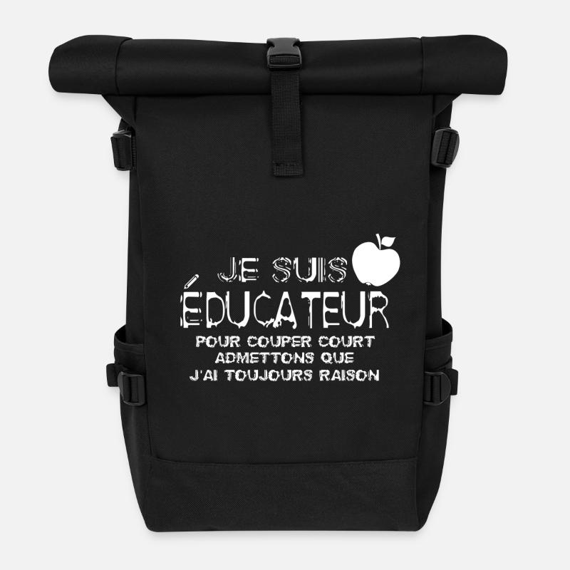 Je suis Éducateur - Sac à dos roll top - noir