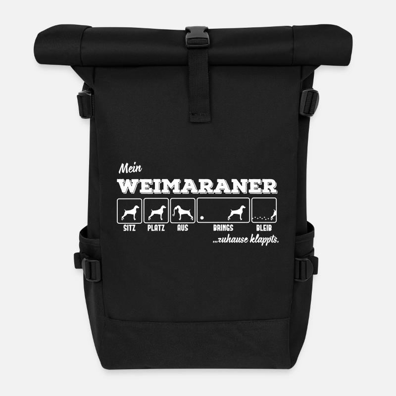 Mein Weimaraner - zuhause klappts - Rolltop Rucksack - Schwarz