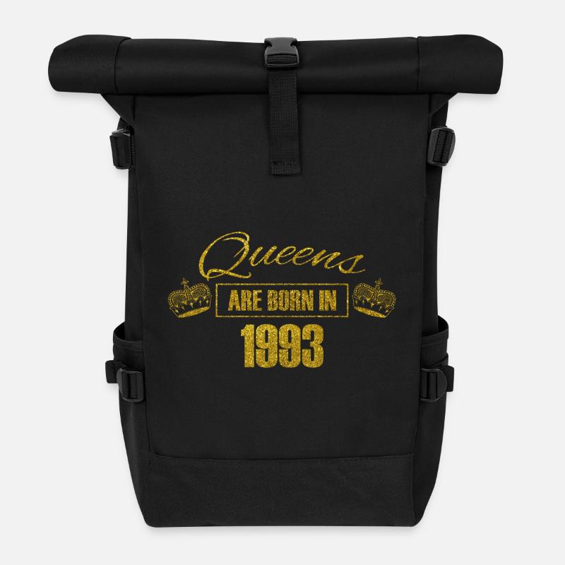 queens are born in 1993 - Geburtstag Koenigin Gold - Rolltop Rucksack - Schwarz