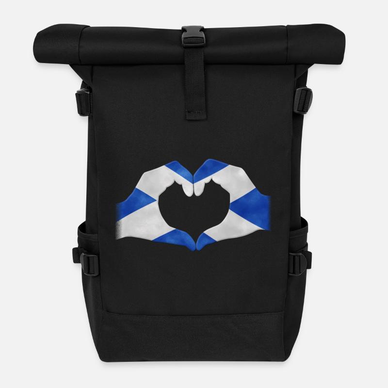 Hand-Herz Schottland Flagge 010 AllroundDesigns - Rolltop Rucksack - Schwarz