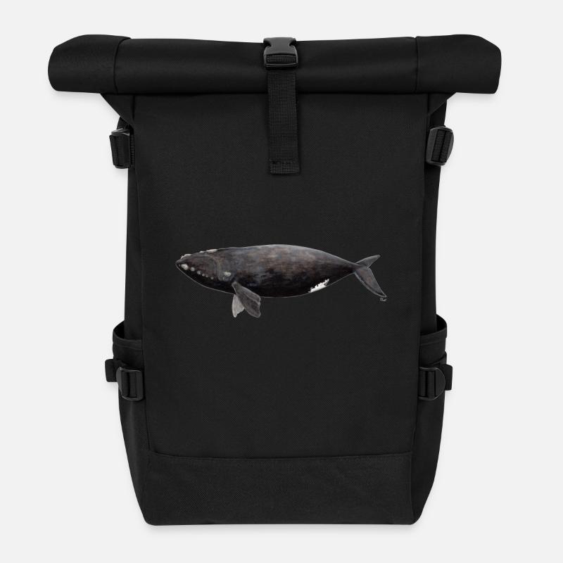 Wal - Balaena glacialis - Glattwal - Rolltop Rucksack - Schwarz