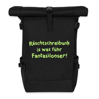 Rechtschreibung - Rolltop Rucksack - Schwarz - Vorne