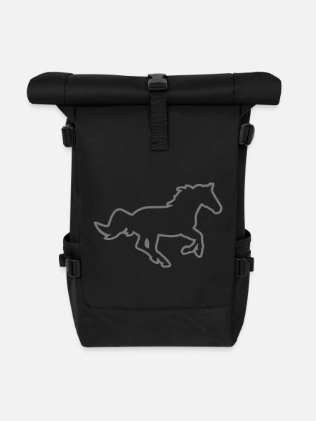 Pferd - Rolltop Rucksack - Schwarz