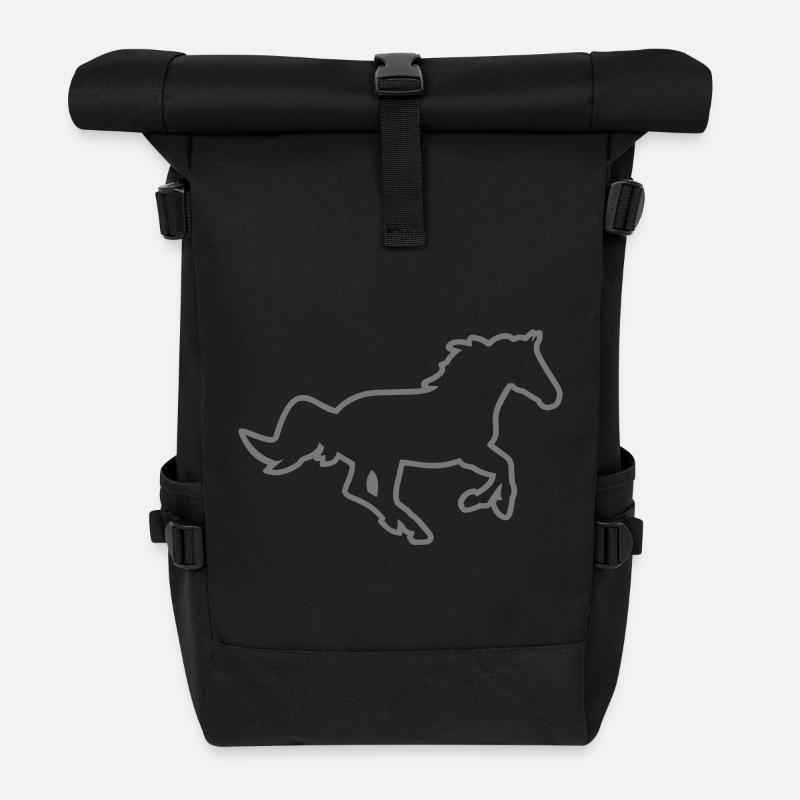 Pferd - Rolltop Rucksack - Schwarz