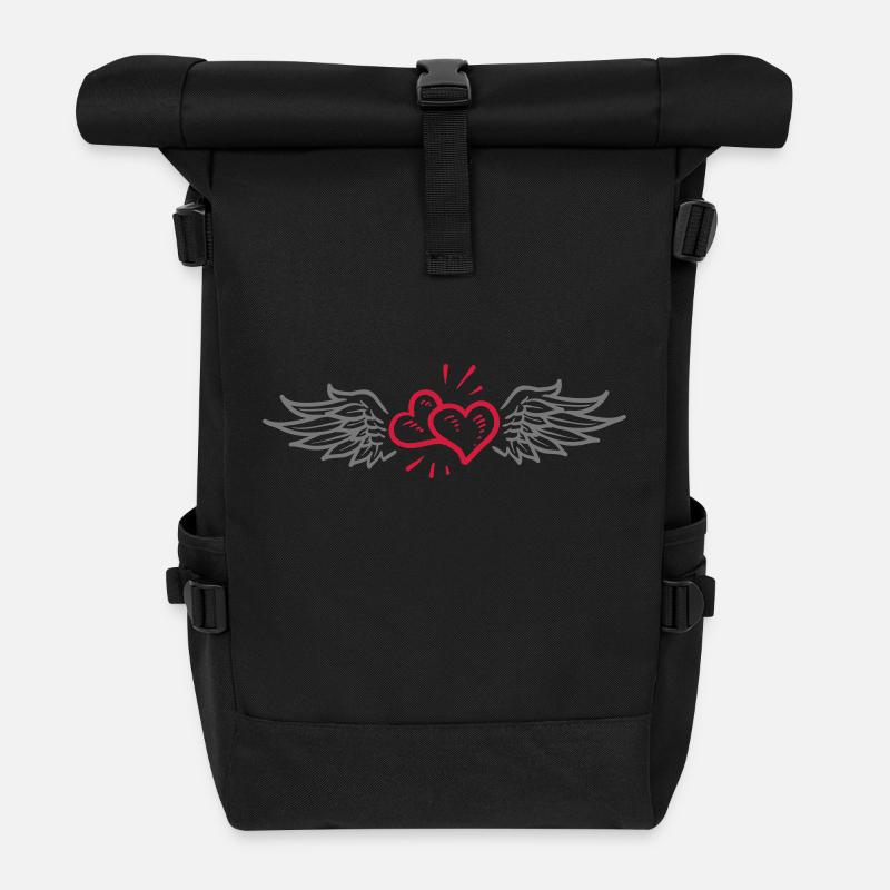 flying Hearts 2c - Rolltop Rucksack - Schwarz