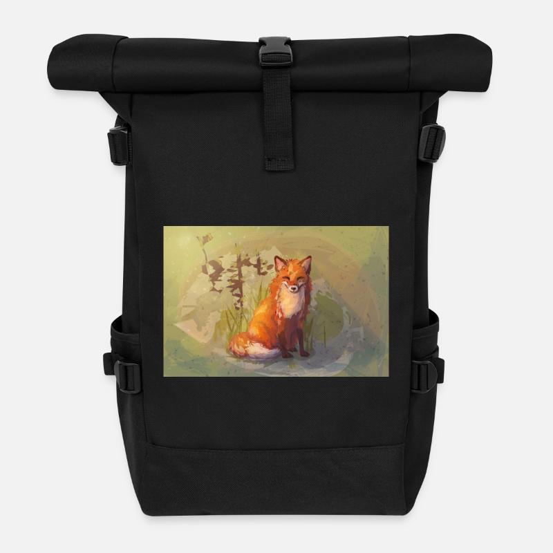 Herbst Fuchs Poster - Rolltop Rucksack - Schwarz