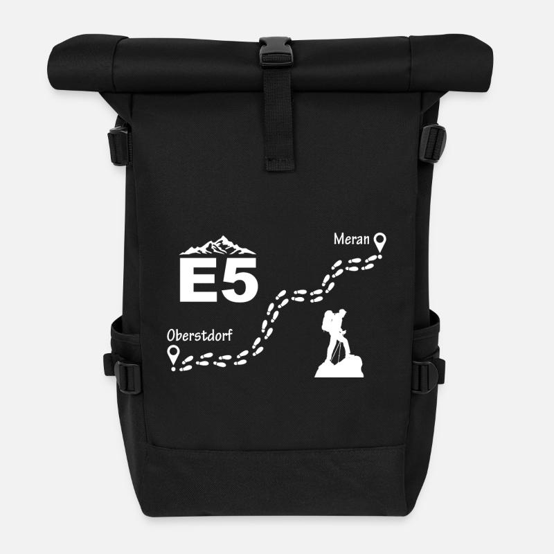 E5 Alpenüberquerung - Rolltop Rucksack - Schwarz