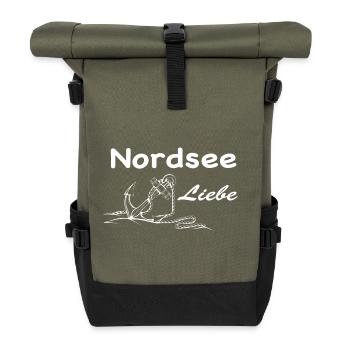 Nordsee Liebe - Rolltop Rucksack - Olive/Schwarz - Vorne