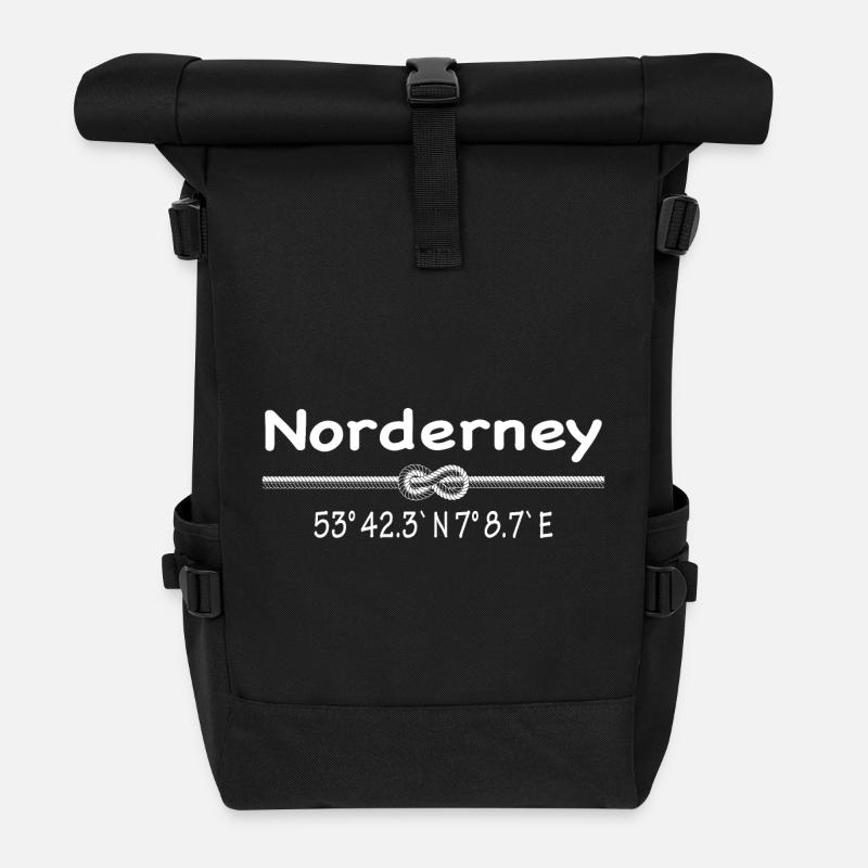 Koordinaten Norderney - Rolltop Rucksack - Schwarz