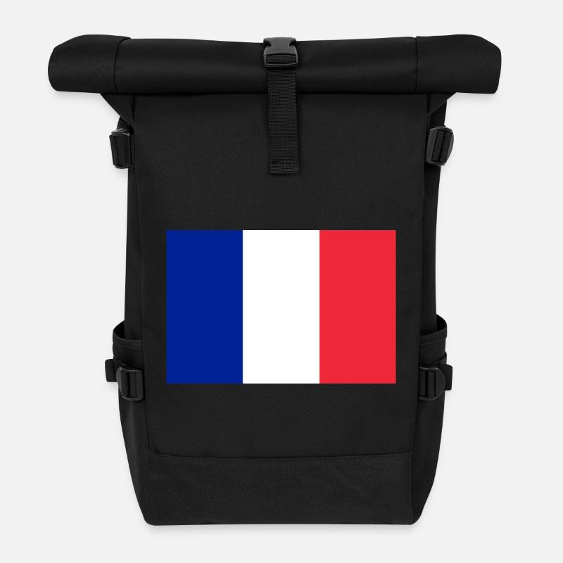 drapeau autocollant du drapeau de la France - Sac à dos roll top - noir