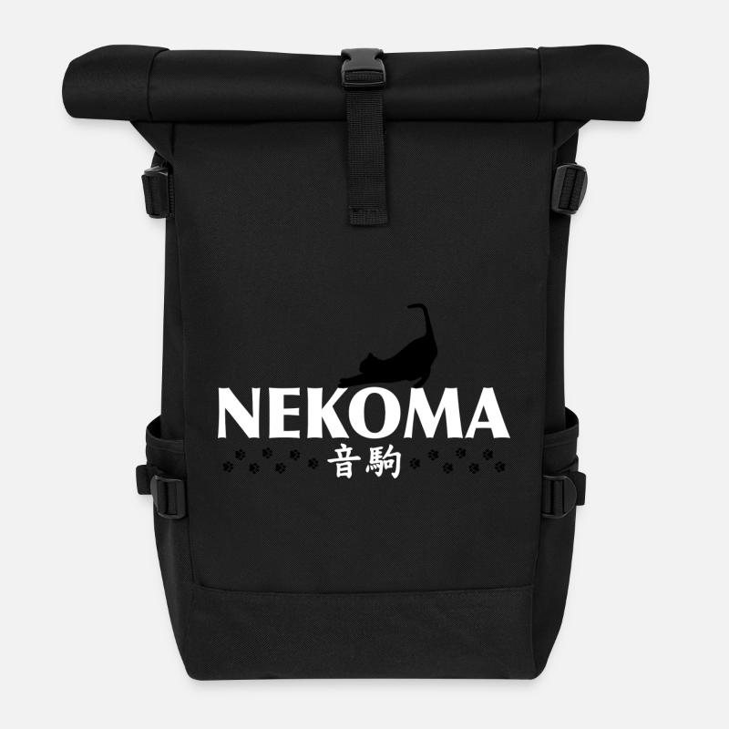 Nekoma Katzen-Anime - Rolltop Rucksack - Schwarz