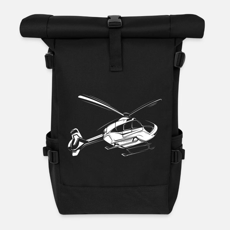 hubschrauber helicopter heli team symbol pilot - Rolltop Rucksack - Schwarz