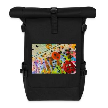Cheerful colored floral décor design - Roll Top Backpack - black - Front