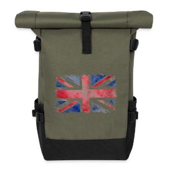 Watercolour Union Jack Splash - Roll Top Backpack - olive/black - Front